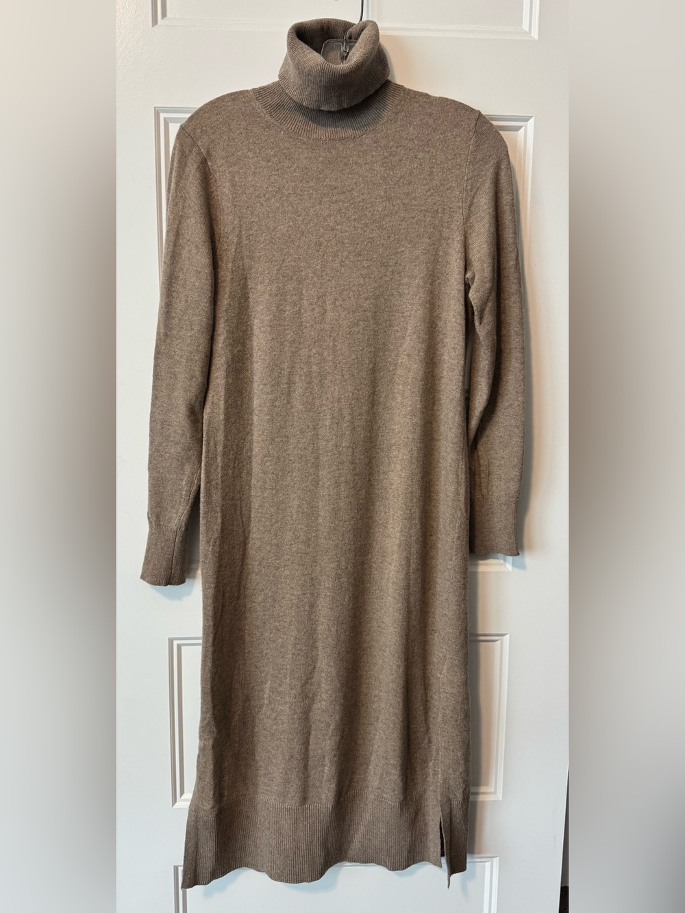 Banana Republic Italian Wool Cashmere Blend Turtleneck Sweater Dress XS Taupe
